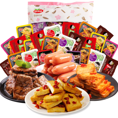 口水娃零食小吃大礼包麻辣条鱼豆腐香菇豆干散装一箱吃的休闲食品